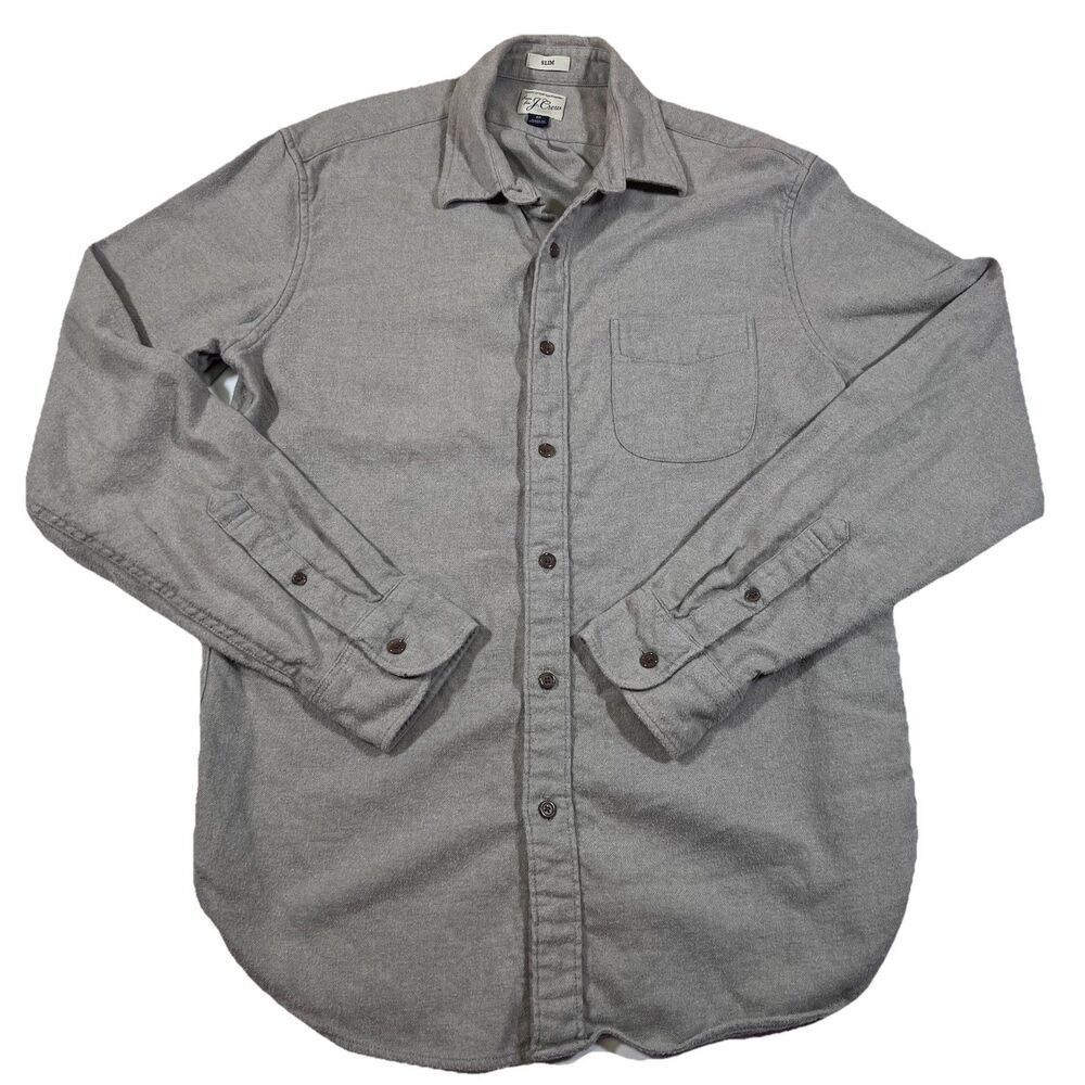 J. Crew Chamois Style Brushed Cotton Button Up Shirt Slim Fit Men's Medium